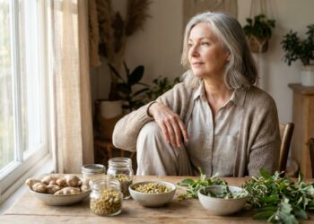 Senior couple enjoying a calm lifestyle with natural herbs for healthy aging after 60