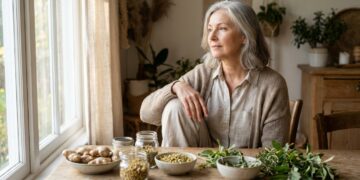 Senior couple enjoying a calm lifestyle with natural herbs for healthy aging after 60