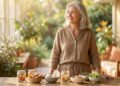 healthy senior with natural herbs supporting heart and brain health